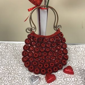 Cute Evening out metal handle purse